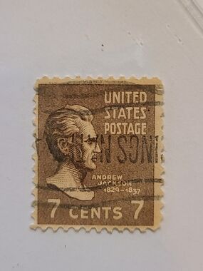 Antique Brown United States 7 Cents Postage Art Print